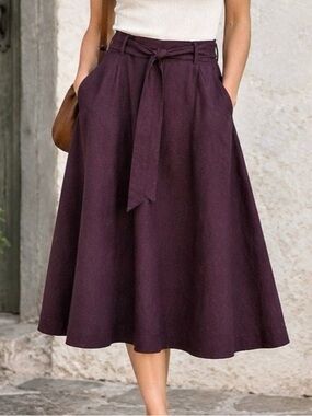 RW&CO. Midi Tie Waist Skirt in Plum Size 6 Like New